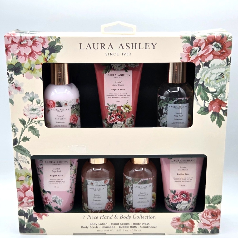 Laura Ashley Pink Floral 7-Piece Hand & Body Collection